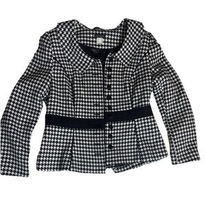 Venus Women's Tweed Black/White Jacket with Buttons Size 10 VIntage
